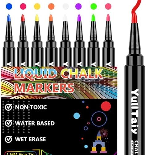 8 Chalk Markers Liquid Pens Blackboard Chalkboard Fine Tip Erasable Window Glass