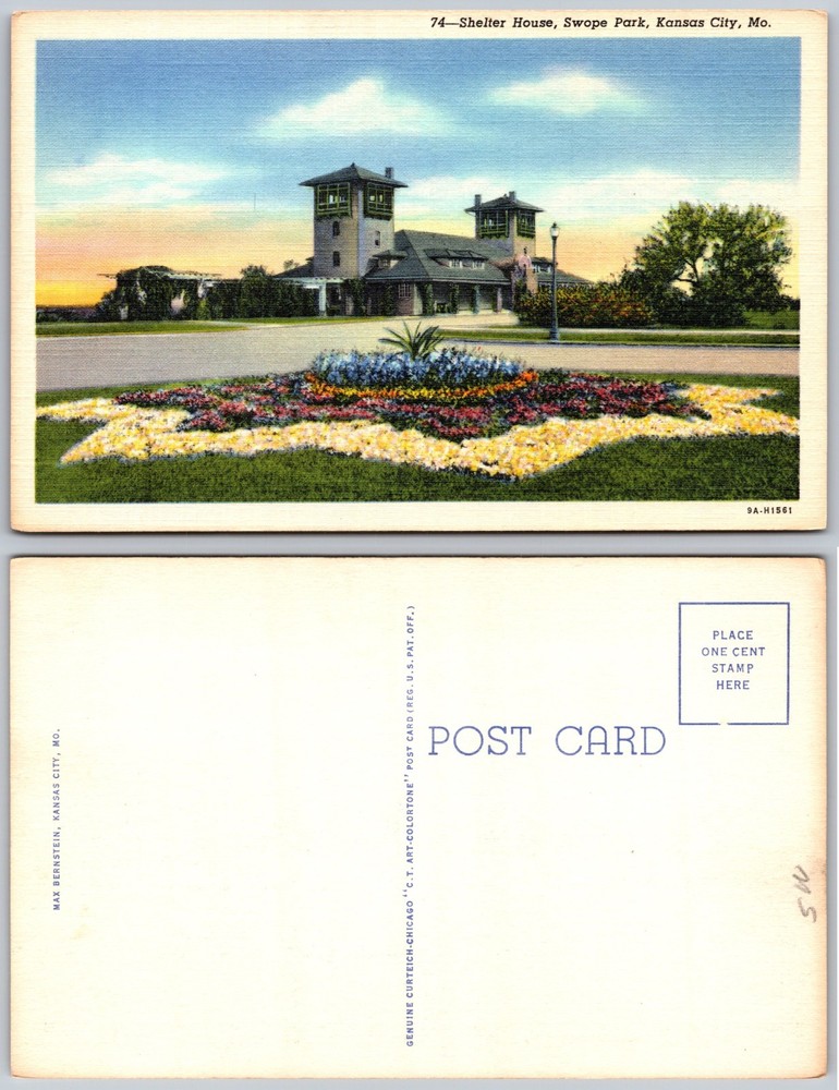 Shelter House Swope Park Kansas City MO Postcard