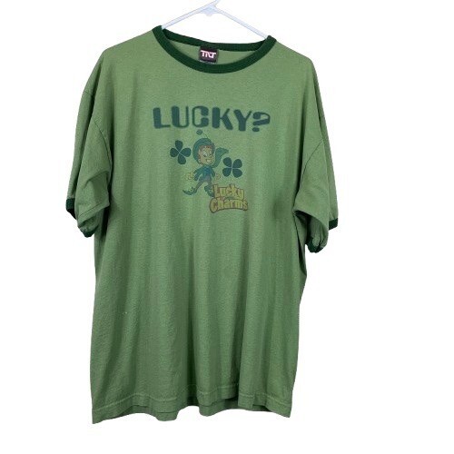 Y2K Lucky Charms Vintage Cereal Graphic Ringer Tee Size XL