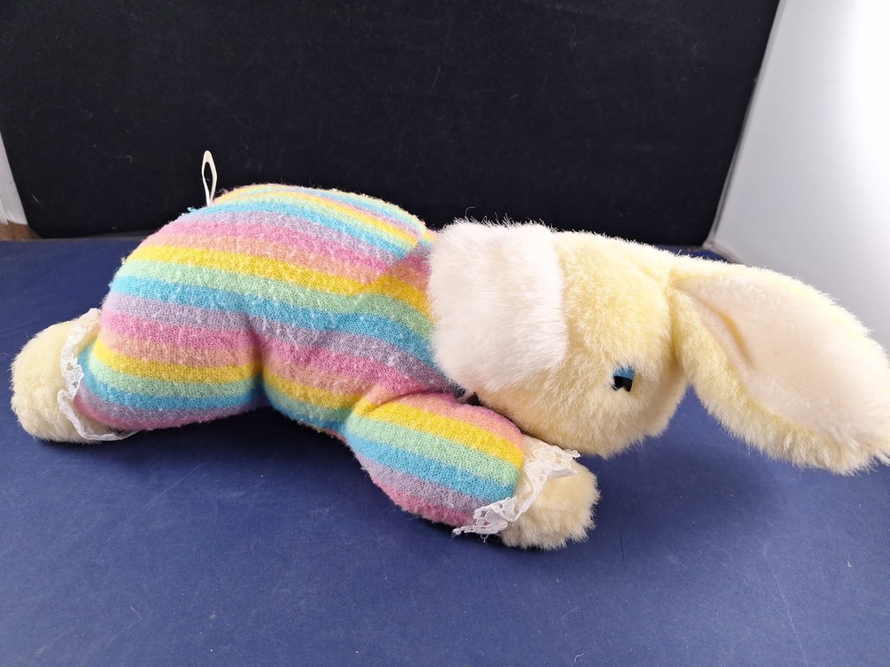 Vtg Rainbow Terrycloth BUNNY RABBIT Stuffed Animal Plush *9FB