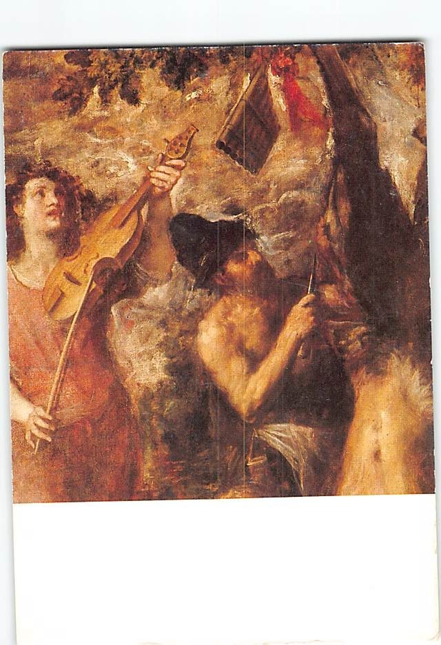 Postcard The Flaying of Marsyas Painting by Titian