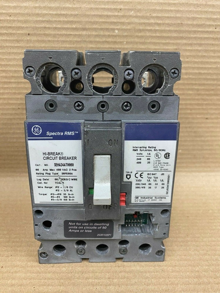Ge Seha Seha24At0060 2 Pole 60 Amp Frame 480V Circuit Breaker