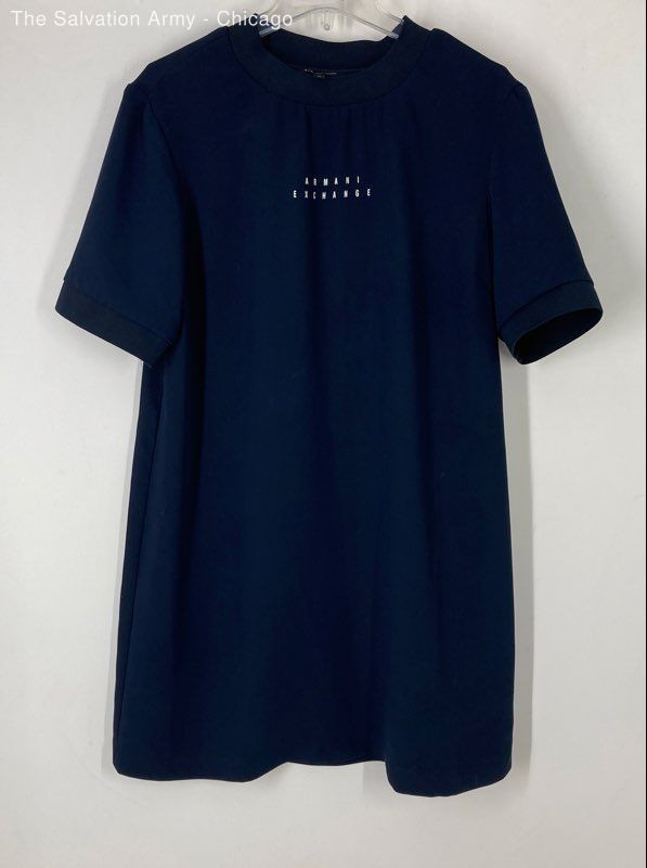 Armani Exchange Womens Navy Blue Crew Neck Short Sleeve T-Shirt Dress Size 12