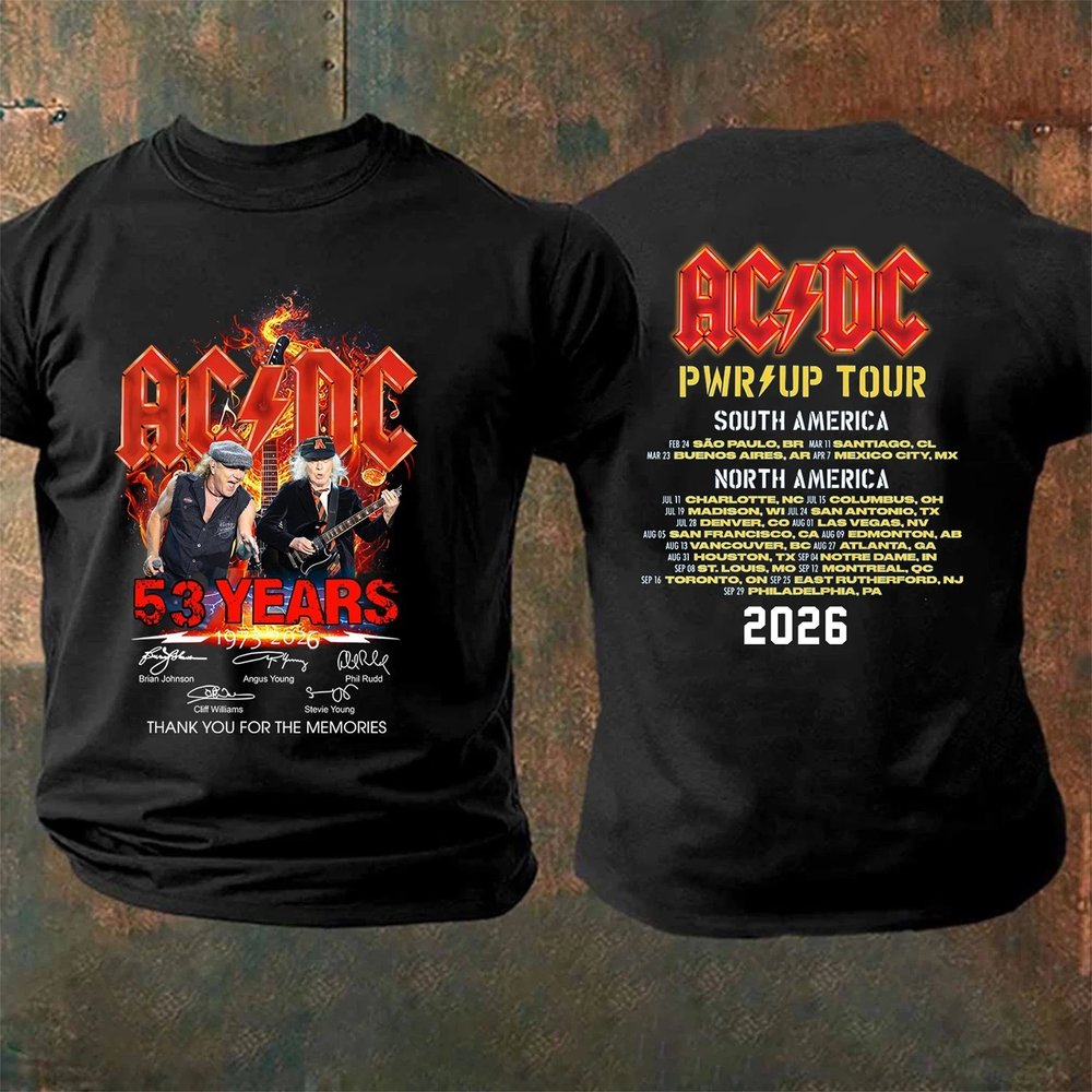 AC DC POWER UP Tour America 2026 Tshirt, AC DC 53 Years Anniversary T-Shirt