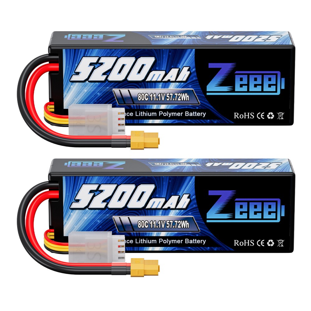 2x Zeee 11.1V 3S LiPo Battery 80C 5200mAh XT60 for RC Airplane Quadcopter Heli