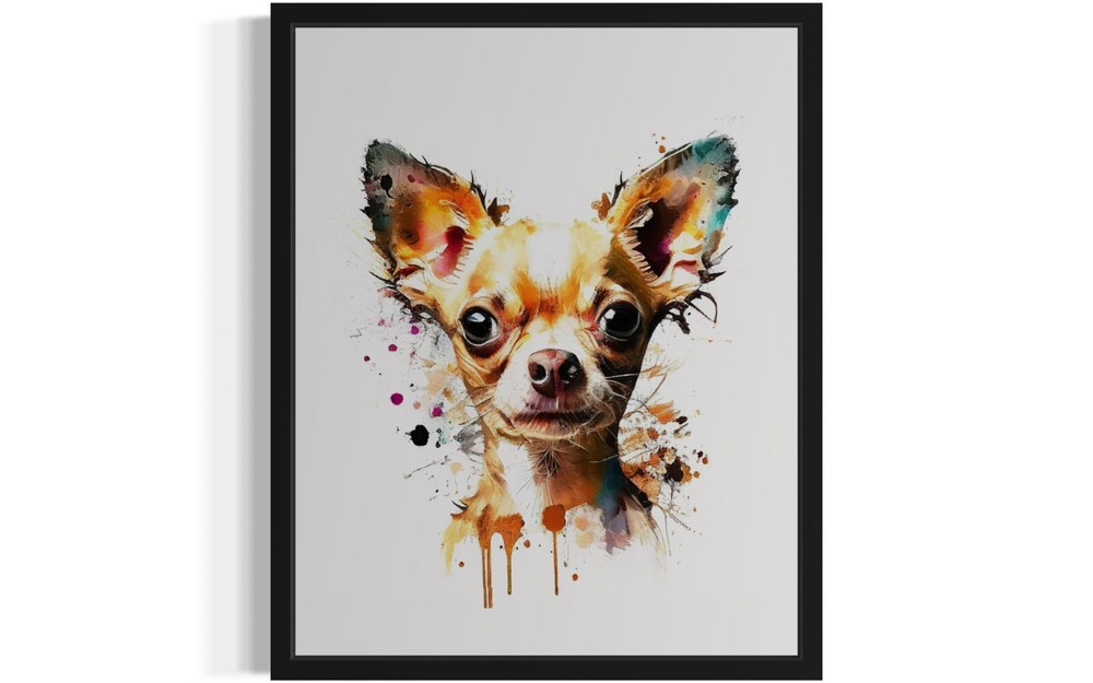 Chihuahua Dog Watercolor Photo Art Print Poster Wall Art Painting