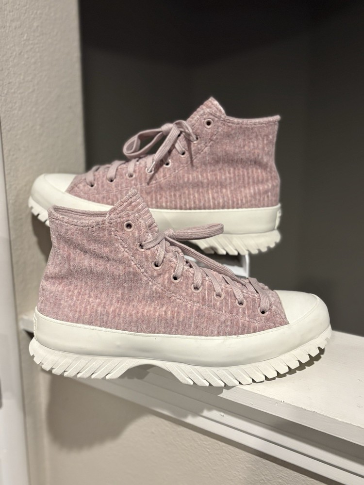 Pink CONVERSE CTAS Lugged 2.0 Hi Corduroy Platform Sneaker Size M 12 /W 14
