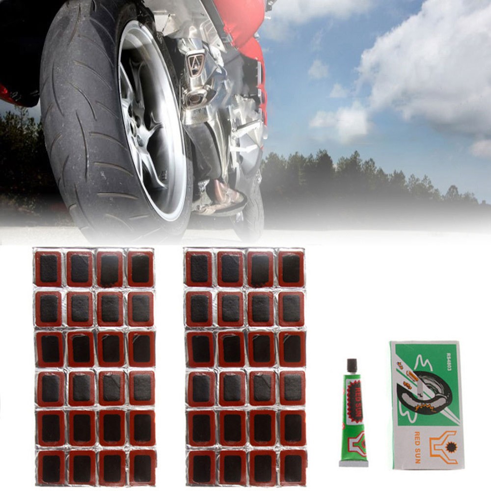 24/48Pcs Bike Patch Kit Bicycle Tire Repair Inner Tube Fix Puncture Glue Patches