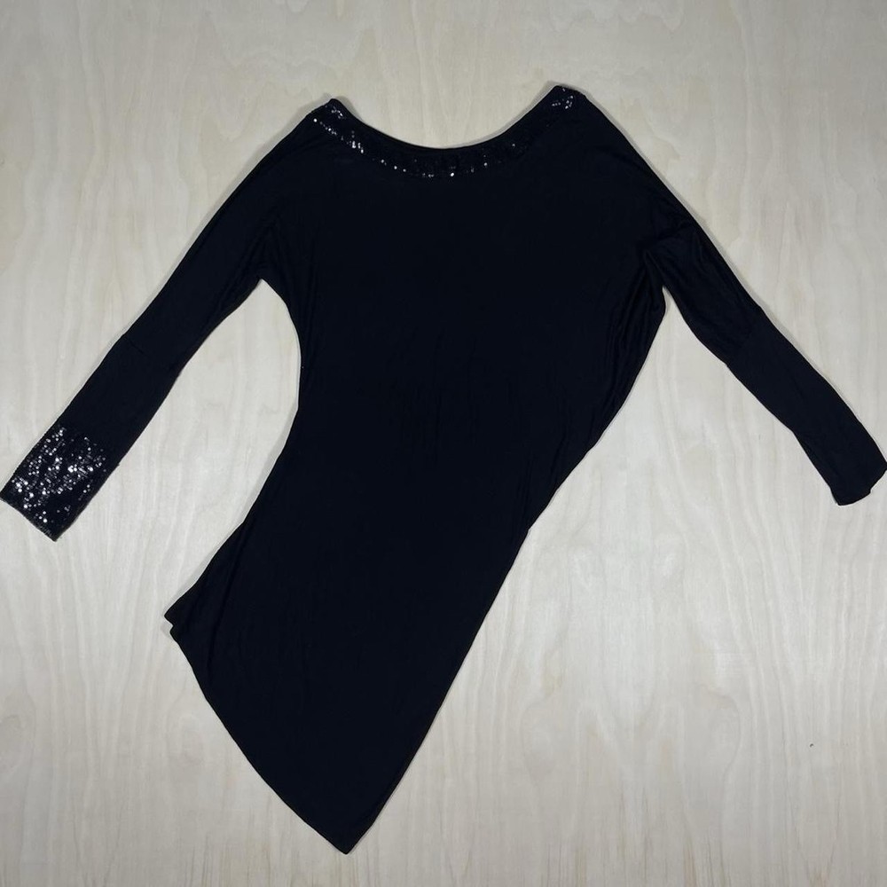 French vintage black sequin hem asymmetrical top
