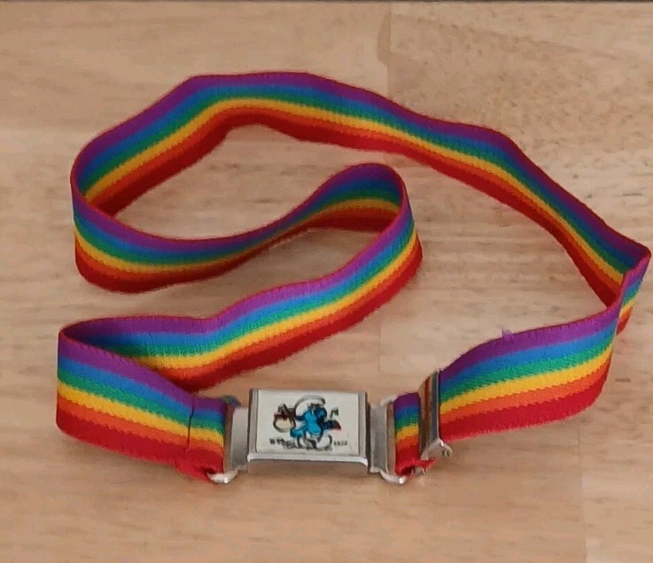 Vintage Smurf Kids Belt Magnetic Rainbow elastic and adjustable