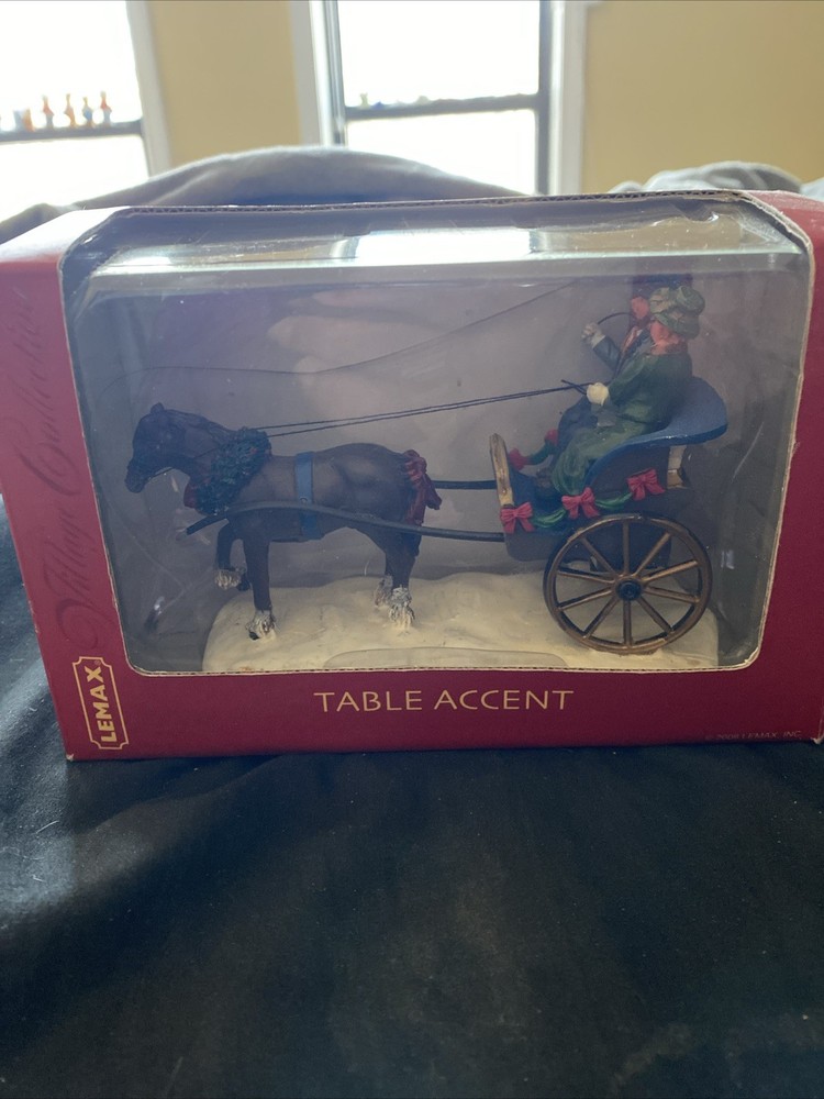 2006 Lemax Buggy Ride Courting Carriage Horse Christmas Table Decor-image