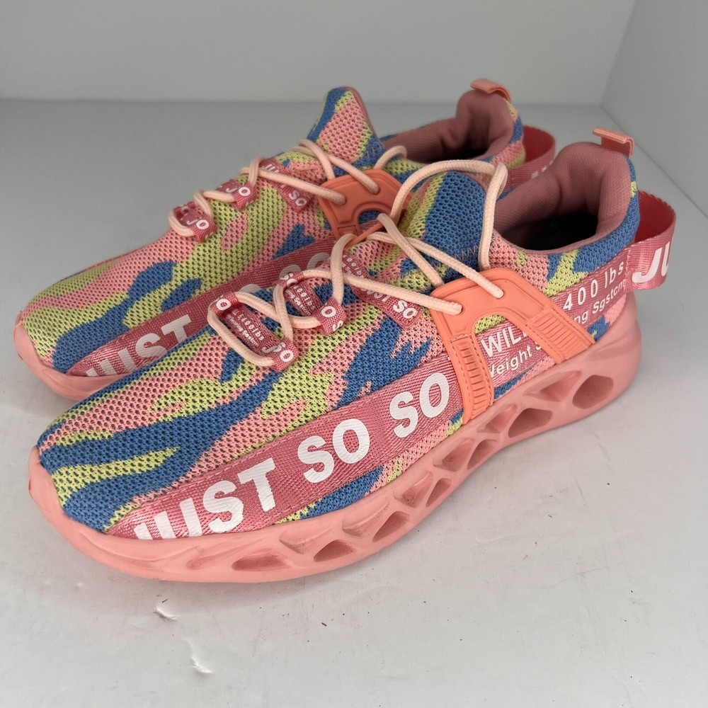 Just SoSo Womens Pink Tie Dye Mesh Lace Up Low Top Size 9.5 Running Shoes