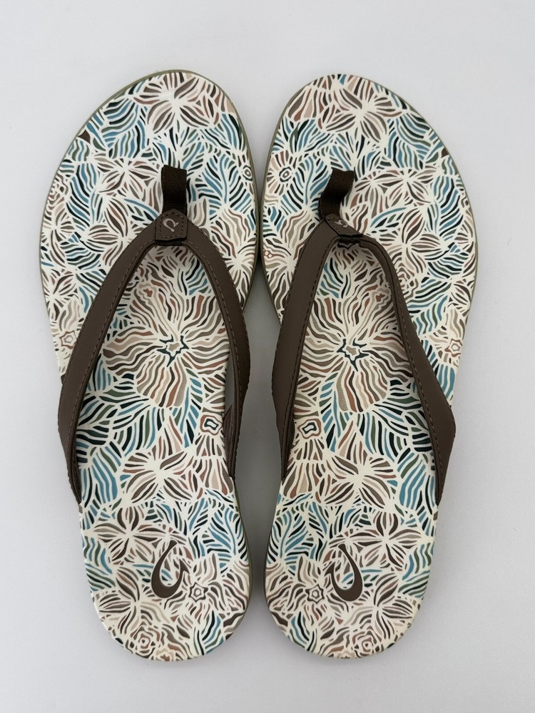 Olukai Hoopio Hau Womens Size 9 Taupe Beach Flip Flops