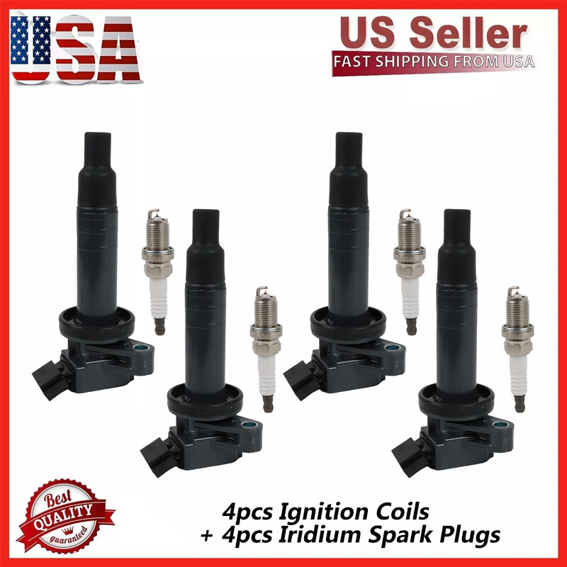 4pcs Ignition Coils & Iridium Spark Plugs Kit for 2000-2008 Toyota Corolla UF247