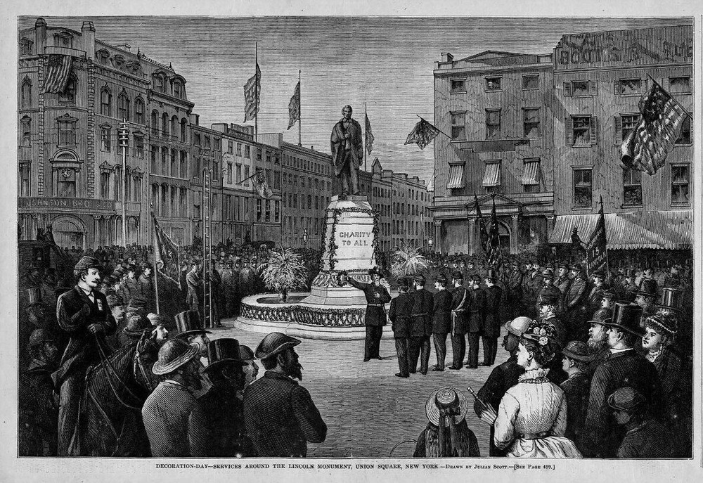 DECORATION-DAY, SERVICES AROUND LINCOLN MONUMENT, UNION SQUARE, NEW YORK HISTORY