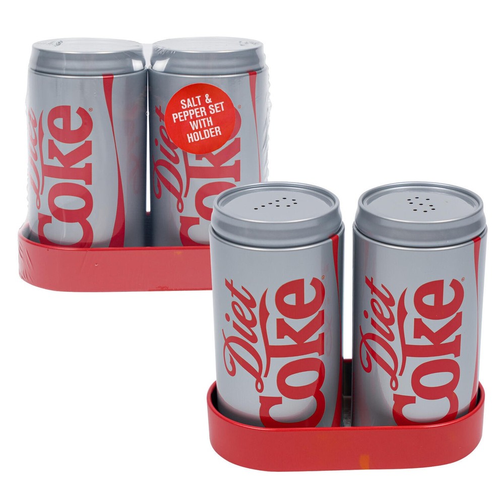 Salt & Pepper Shakers - Coca-Cola - Diet Coke Set w/Holder NEW Licensed