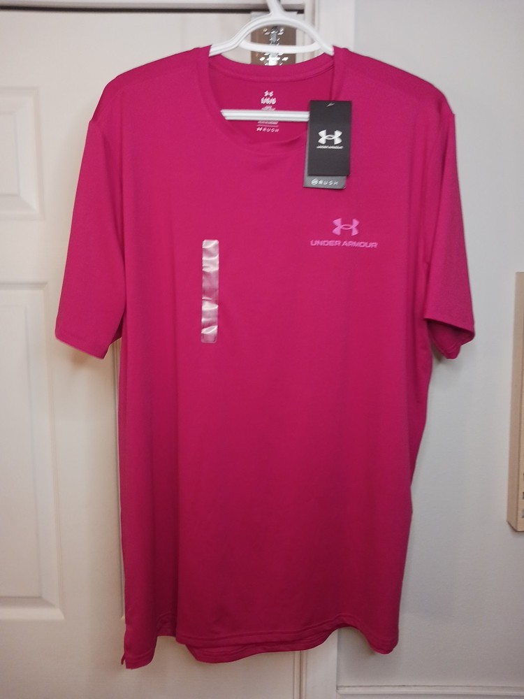 Under Armour RUSH Vanish Energy Shirt Men's L Hot Pink Short Sleeve Training Tee