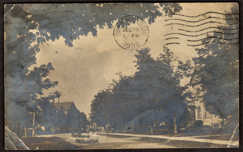 Canada MT. FOREST Ontario 1908 Street View. Real Photo Postcard