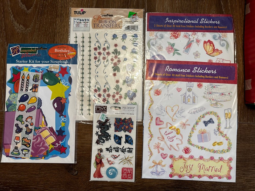 Vintage Scrapbook Acid Free Sticker Lot  5 Packages NEW SEALED-image