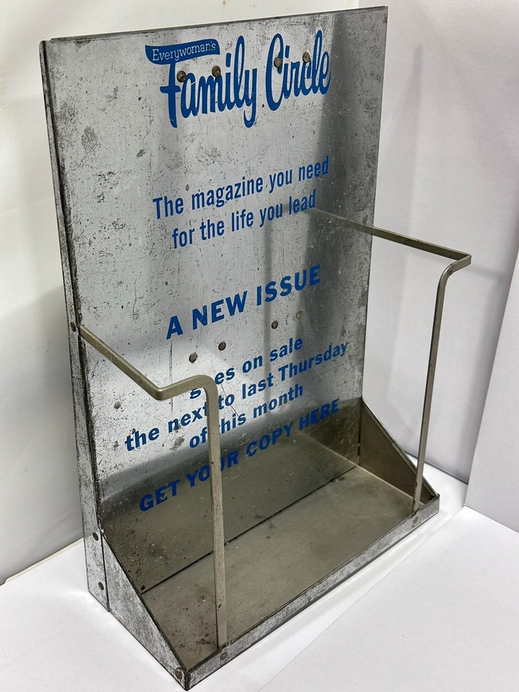 Vintage 1950s FAMILY CIRCLE MAGAZINE Store Display Rack Stand Silver Metal