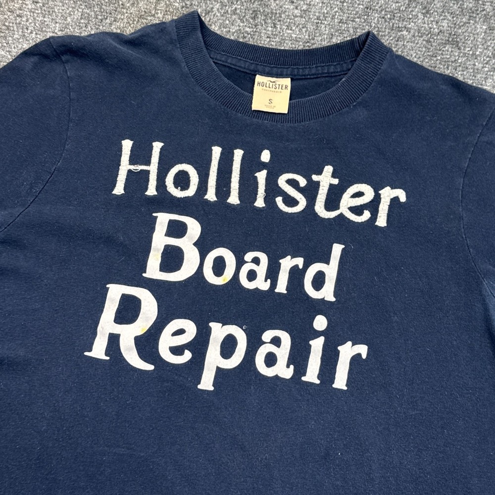 Vintage Y2K Hollister T Shirt Mens Size Small Blue Big Logo Surf Skate Cali