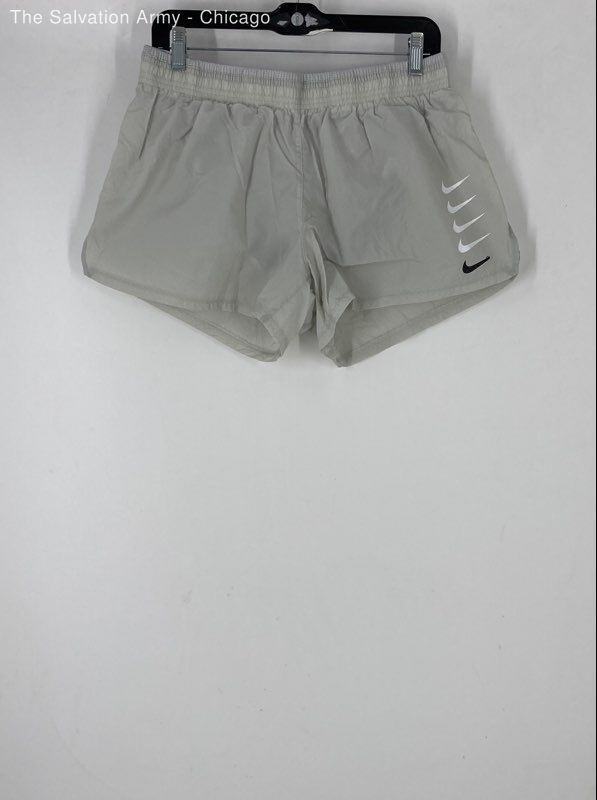 Nike Womens Gray Elastic Waist Flat Front Pull-On Athletic Short Size Large