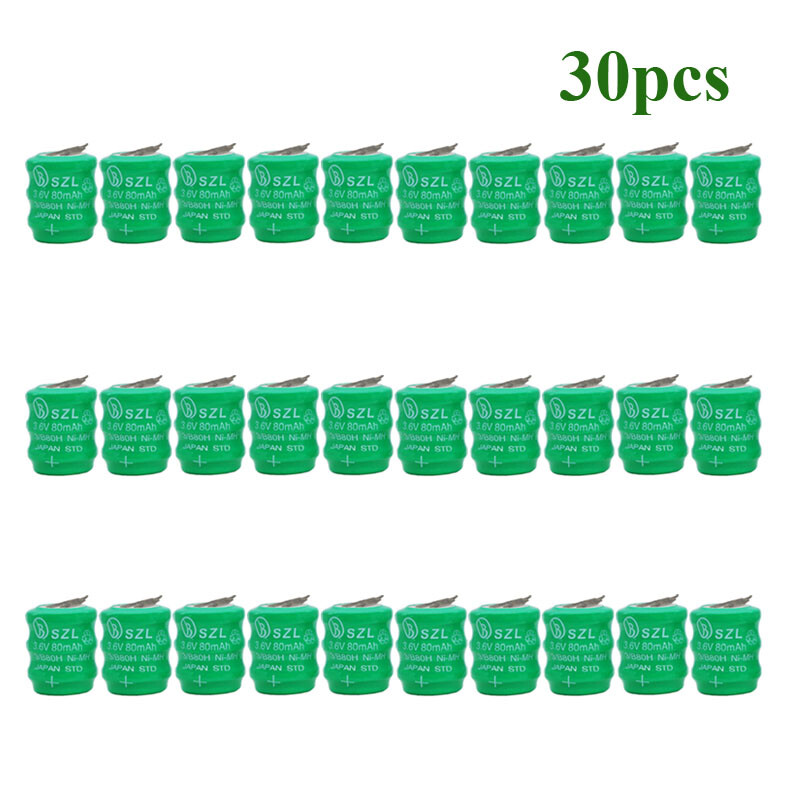 30pcs Rechargeable Ni-MH Battery With 2 Pins/Tabs For PLC Water Meter 3.6V 80mAh