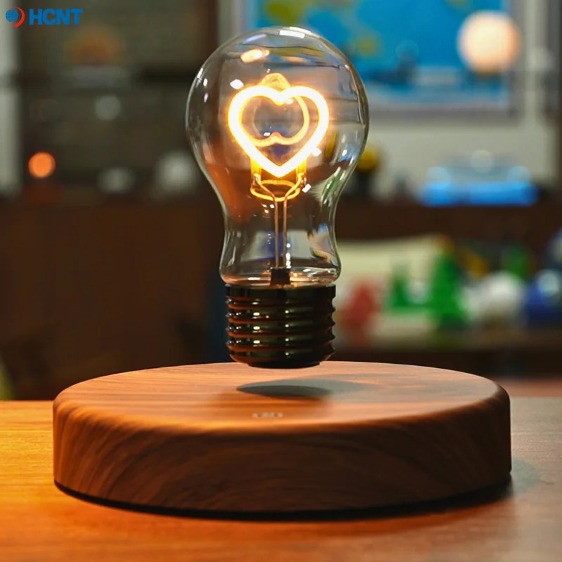 Magnetic Levitating Floating Light Bulb Lamp, Automatic Rotating Desk Table Lamp