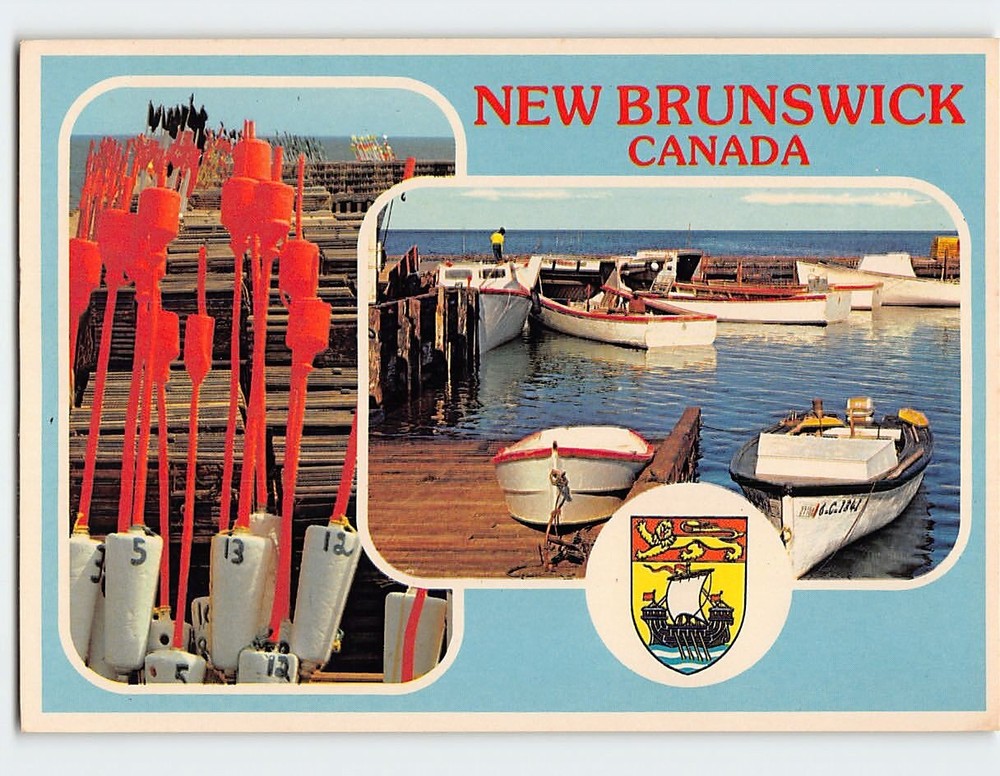 Postcard Boats, Lobster Traps & Buoy Markers NB Canada