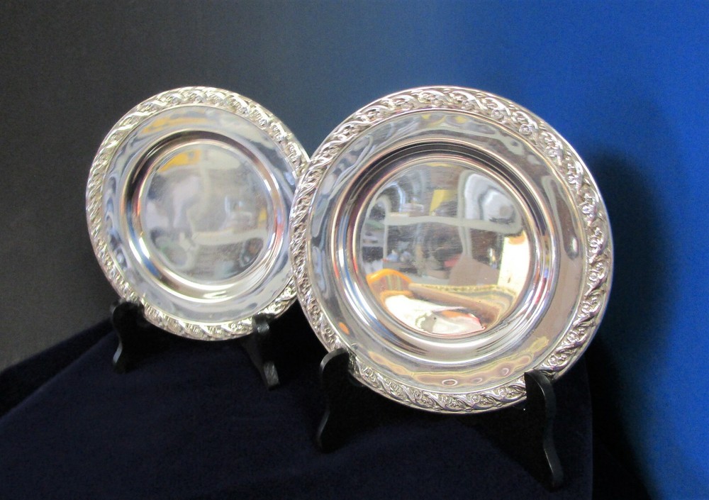 Vintage 1956 SPRING FLOWER Silverplate Bread Plates Mid Century Modern