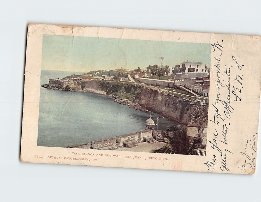 Postcard Casa Blanca and Sea Wall San Juan Puerto Rico