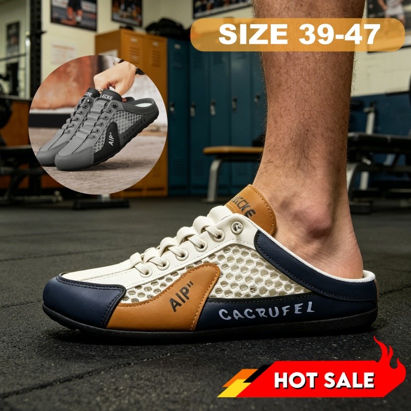 Men's Mesh Breathable Half Slippers Casual Sneakers UnisexLow Cut Flat Shoes US