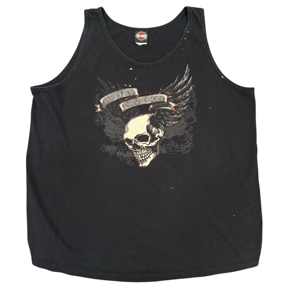 Vtg Harley Davidson Tank Top Size XXL Made In USA Skull Eagle Y2K Kansas 2X