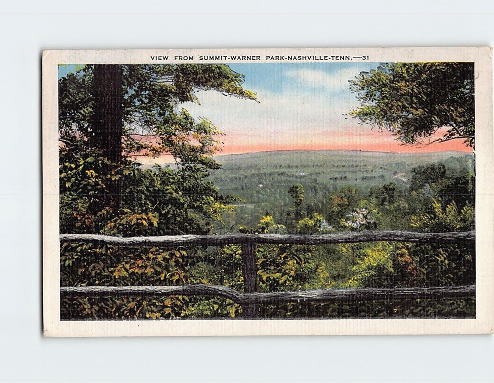 Postcard View from Summit Warner Park Nashville Tennessee USA