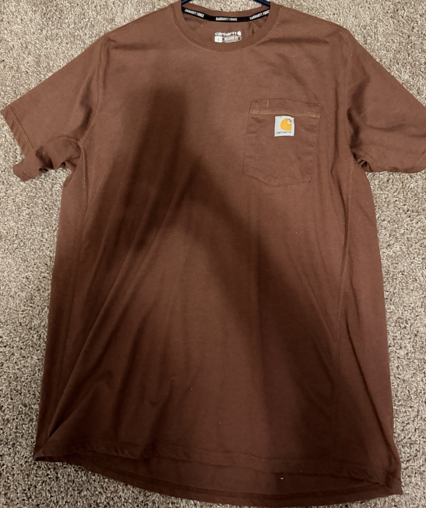 Carhartt Force Relaxed Fit Men's Brown Solid Crew Neck Pocket T-Shirt L