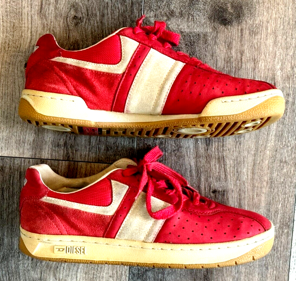 Diesel Upscale Designer Luxury Suede Leather & Canvas Mixed Media Sneakers