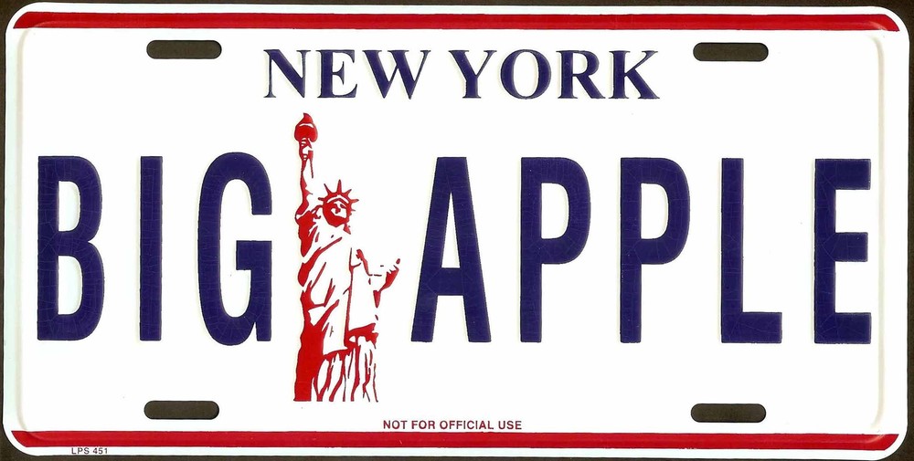 NEW YORK BIG APPLE METAL LICENSE PLATE AUTO TAG #451