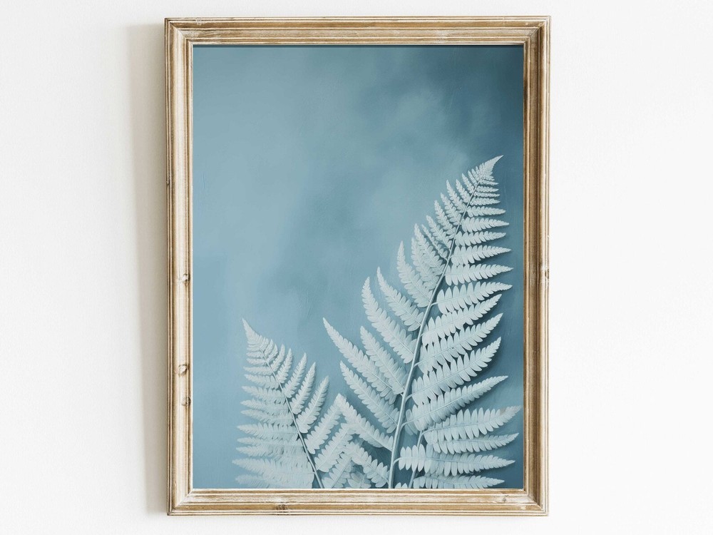 Fern Wall Art Botanical Wall Art Blue Fern Print Rustic Home Decorfloral