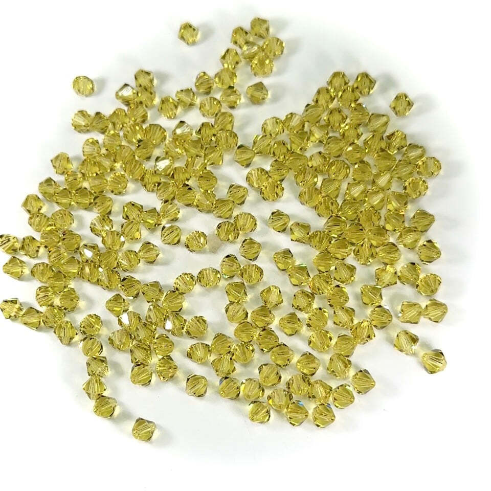 Acid Yellow Preciosa Czech Glass Beads MC Bicones lime green crystals 3mm 4mm 6m-image