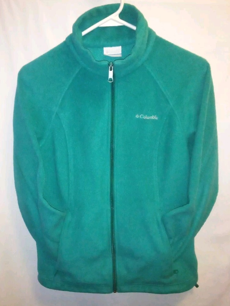 Columbia Fleece Jacket Women's Medium Green Full Zip Sweatshirt W/Zipper Pockets