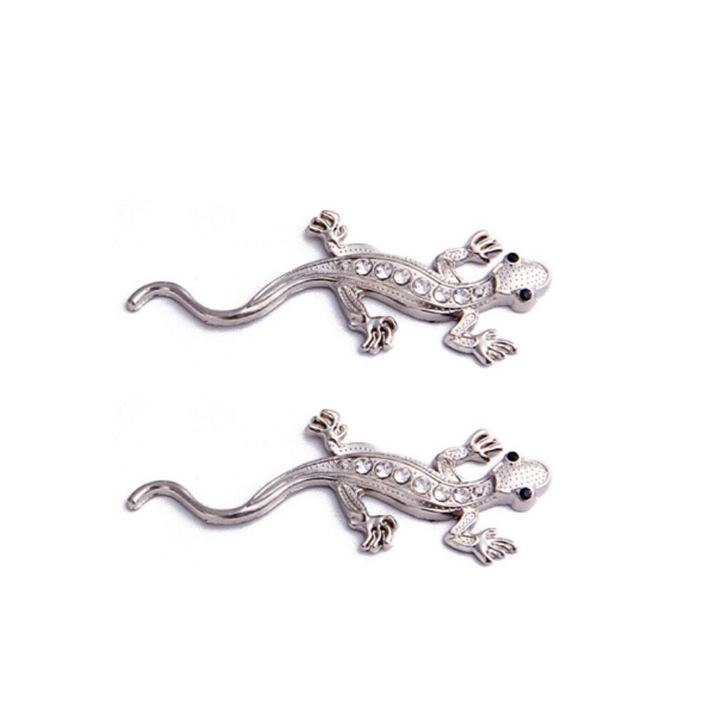 2Pcs 3D Gecko Lizard Car Sticker Badge Emblem Decal Sliver