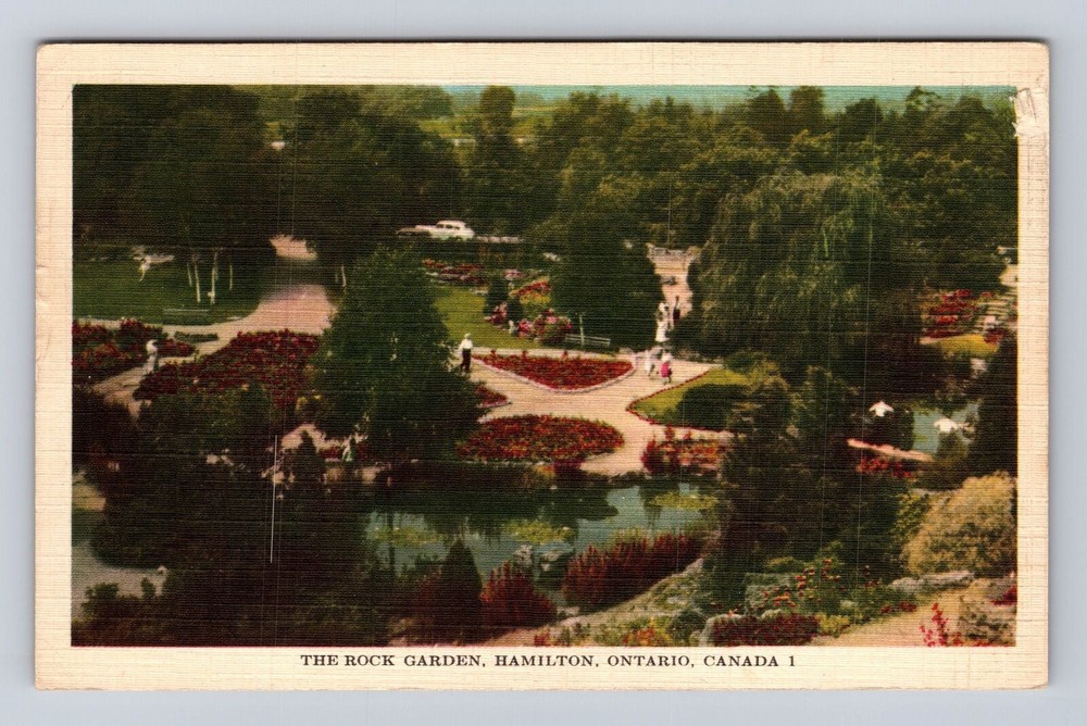 Hamilton Ontario Canada, Bird's Eye, The Rock Garden, Vintage Postcard
