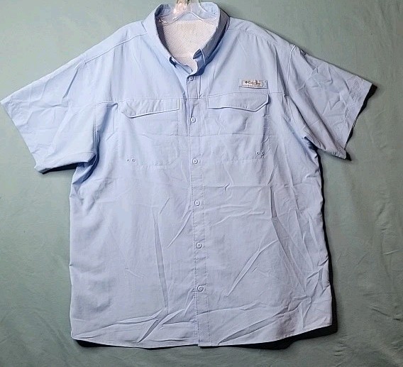 Columbia PFG Shirt Men XL Blue Bahama Button Up Vented Outdoor Fishing