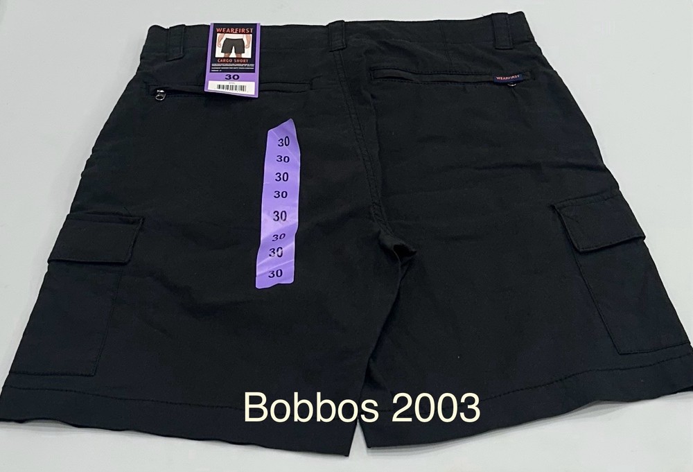 Wearfirst Men's Classic Fit Stretch Fabric Cargo Shorts, Black, 30