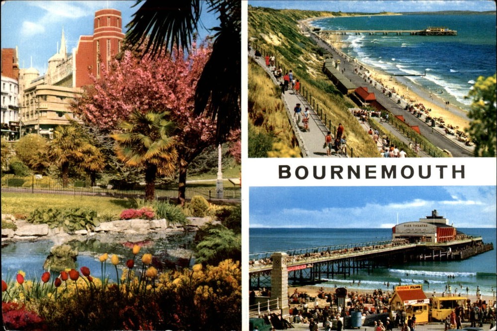 Bournemouth Dorset Co England Garden tulip beach pier Terminal 1969 postcard