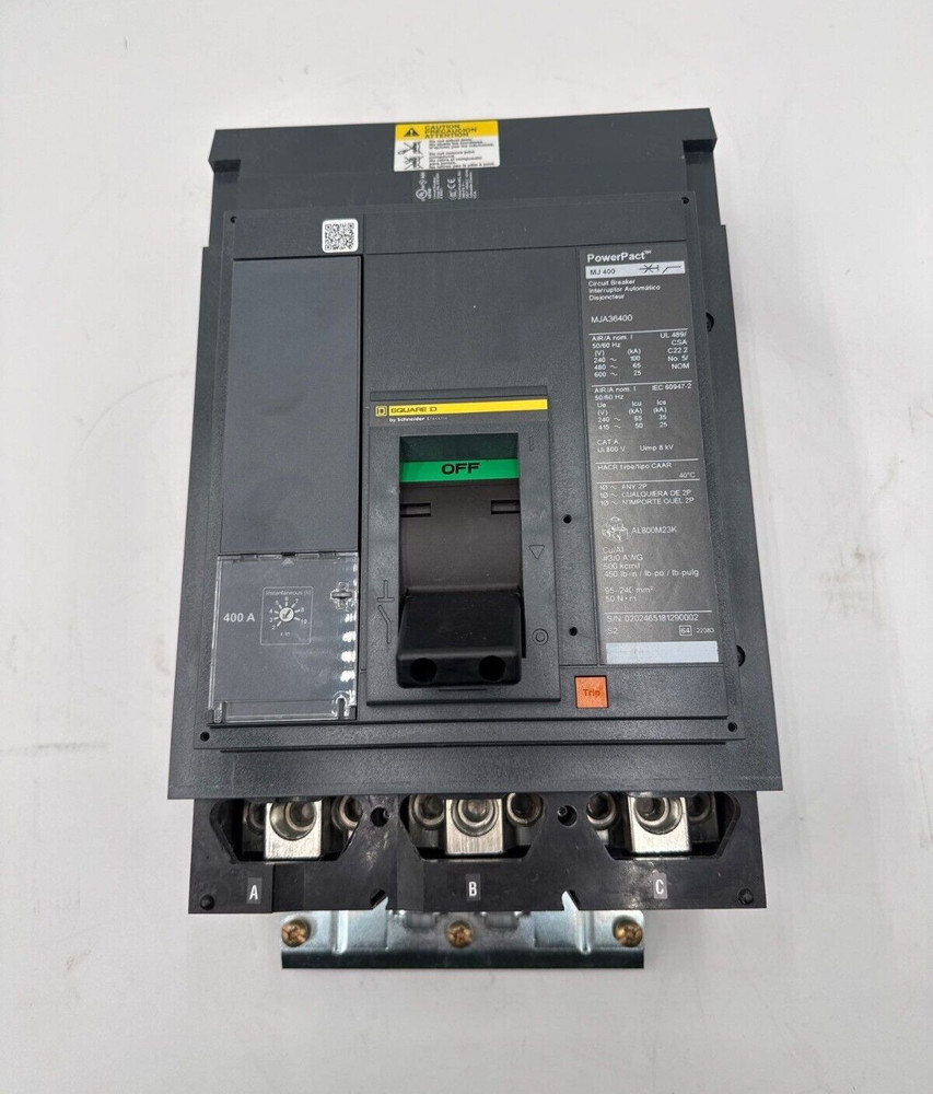 Square D MJA36400 I-Line Circuit Breaker 400A 3P 600V 3PH MJA 400 Amp 3Pole Grey