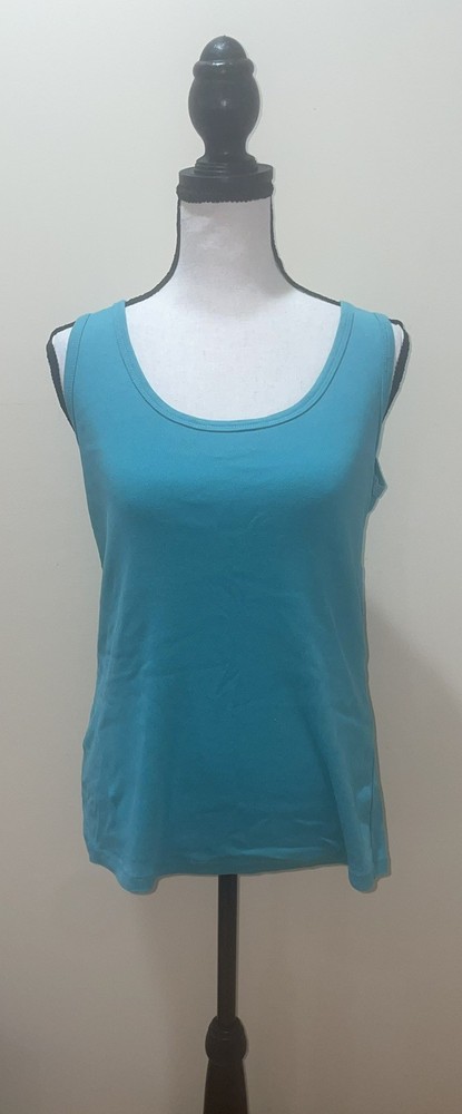 St Johns Bay Womens Scoop Neck Sleeveless Tank Top Turquoise - Size Large