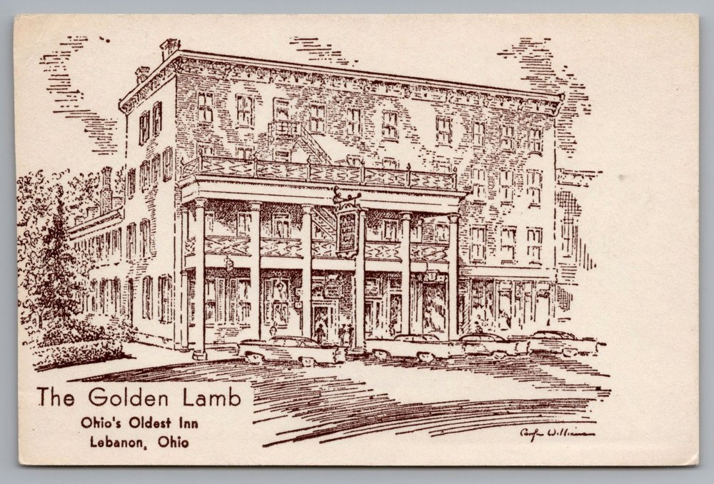 Vintage The Golden Lamb Inn Lebanon Ohio Oldest Inn Antique Postcard
