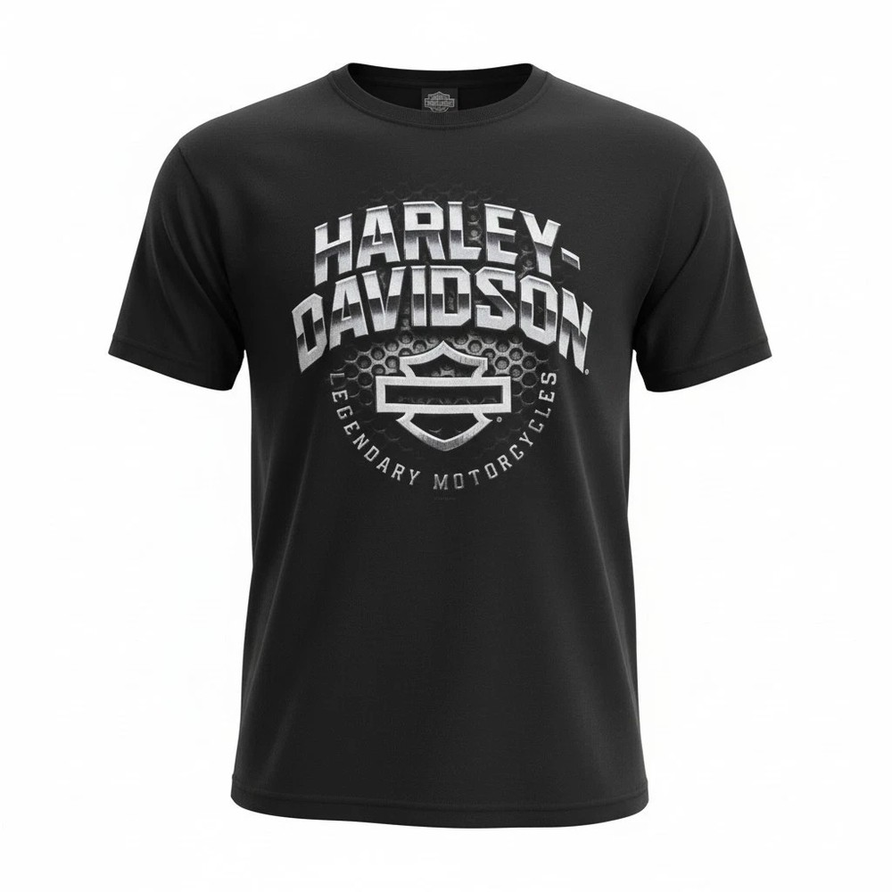 Harley-Davidson Men's Winter Chrome Bar & Shield Crew-Neck Dealer T-Shirt Black