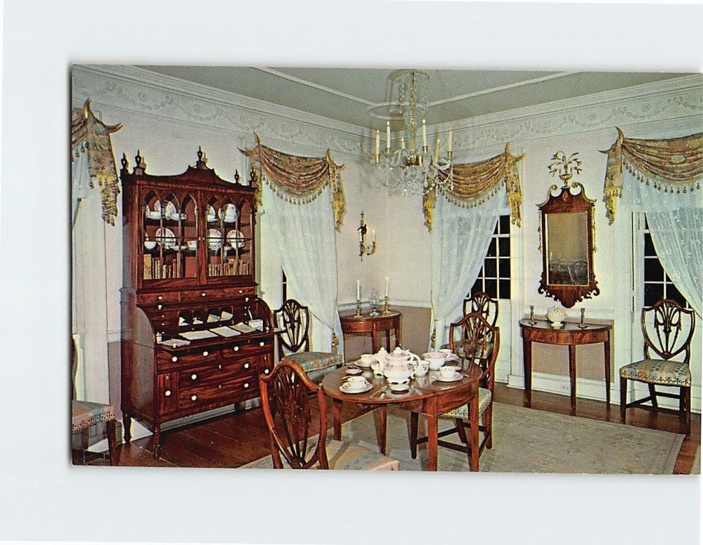 Postcard South Parlor Stebbins House Deerfield Massachusetts USA